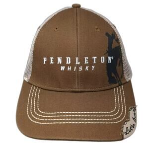 Pendleton Whisky Trucker Hat Brown Beige OS Snapback Bucking Bronco Let'er Buck